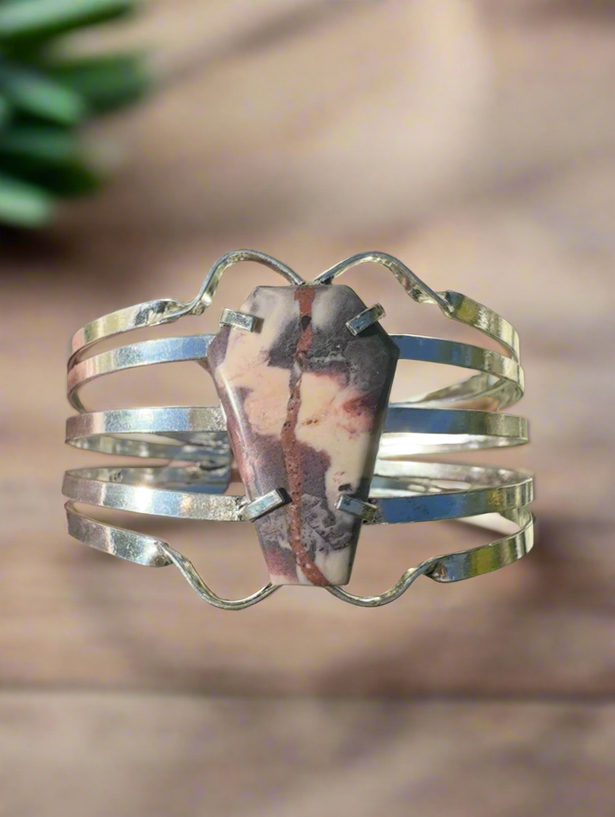 Silver Porcelain Jasper Cuff