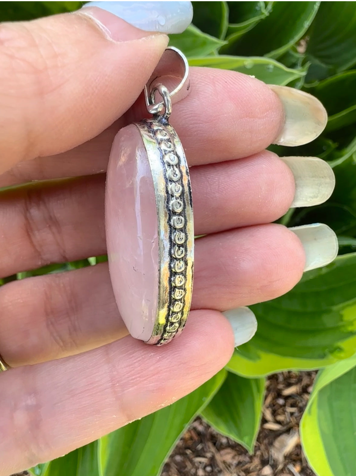 Silver Rose Quartz Pendant