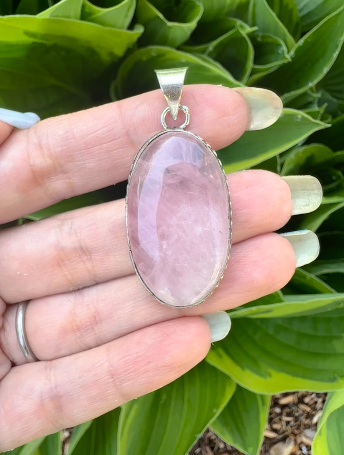 Silver Rose Quartz Pendant