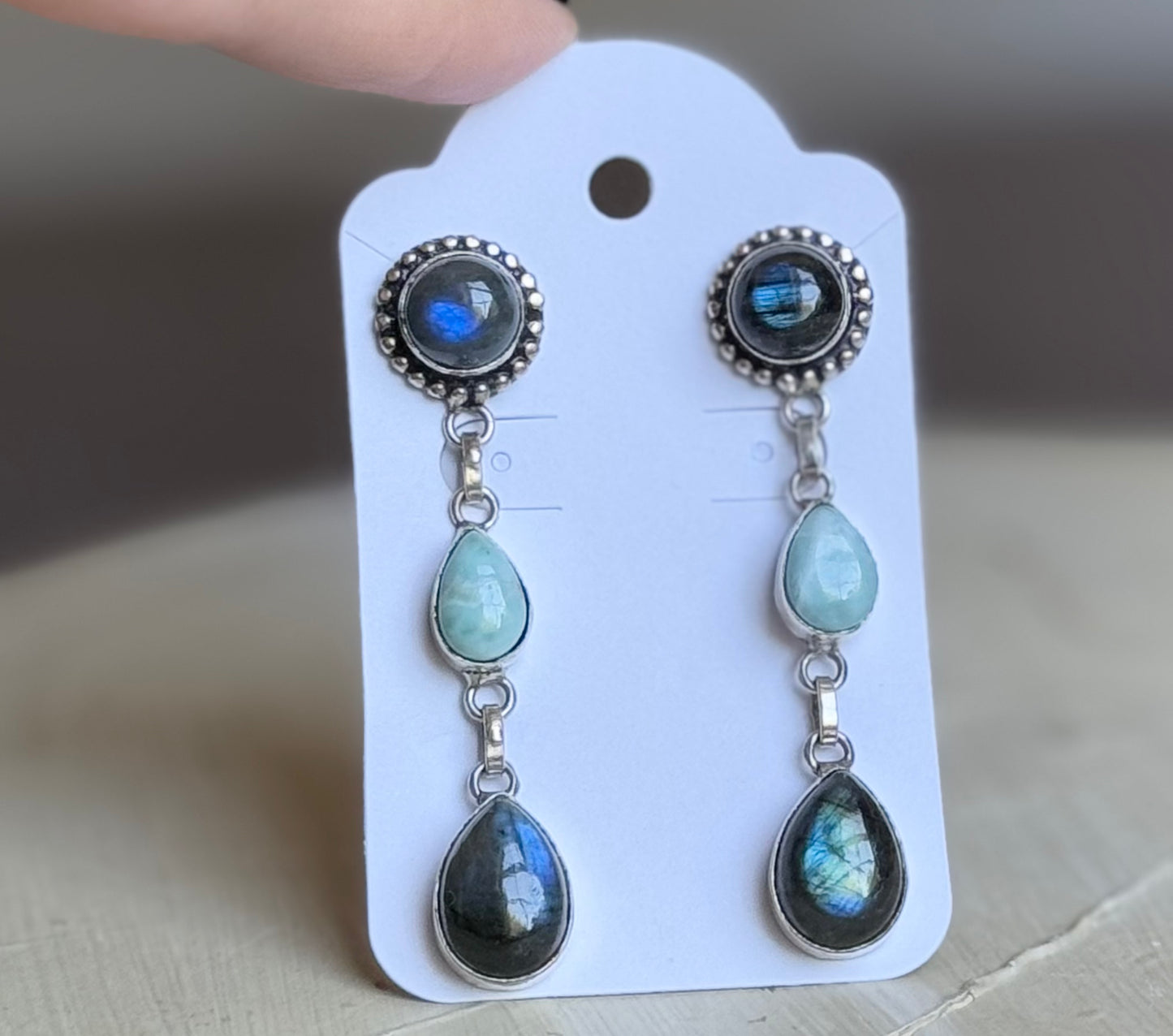 Labradorite and Larimar Earrings