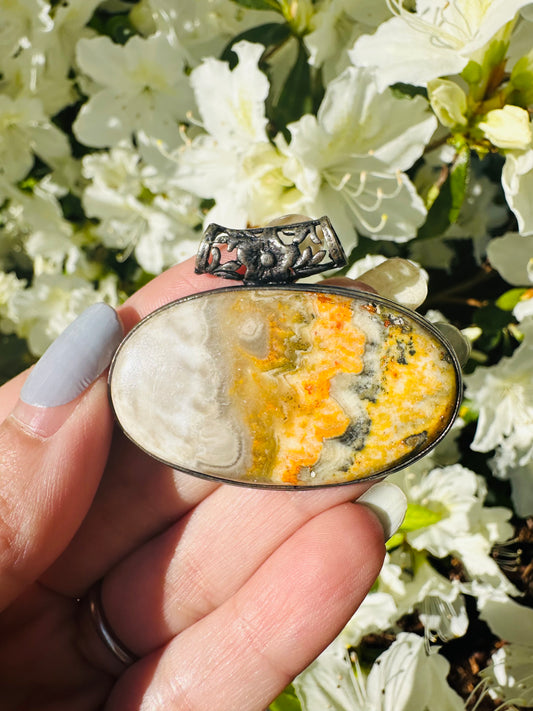 Silver Bumblebee Jasper Pendant