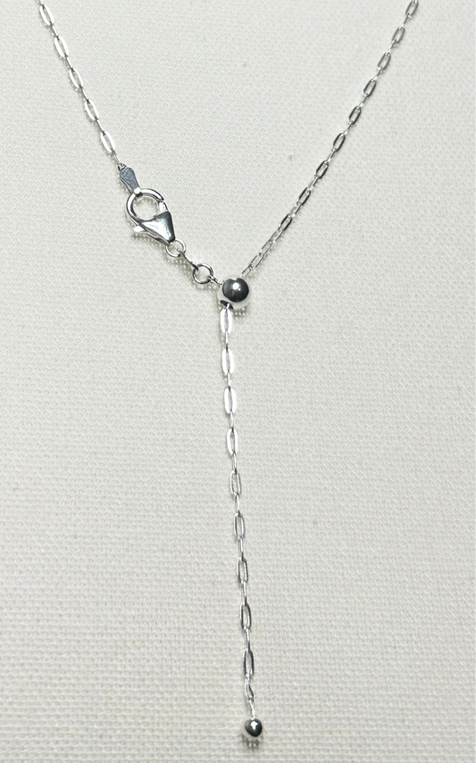 .925 Sterling Silver Paper Clip Adjustable Necklace