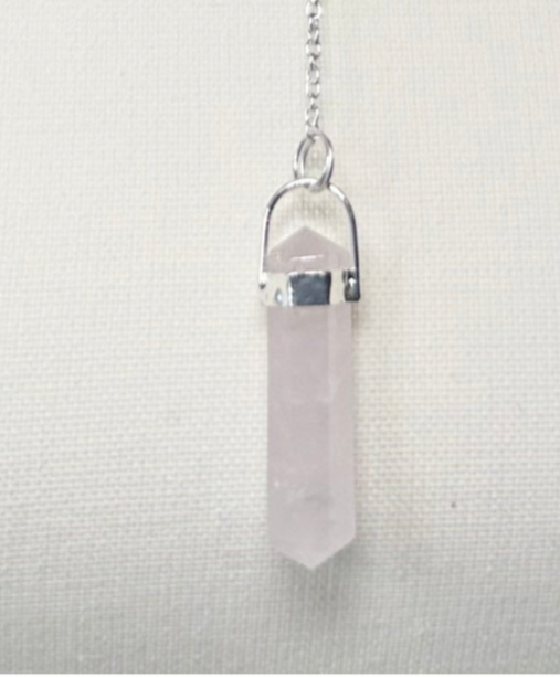 .925 Sterling Silver Lariat Necklace with Rose Quartz