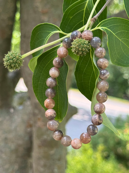 Moonstone Crystal Bracelet (Black/Peach)