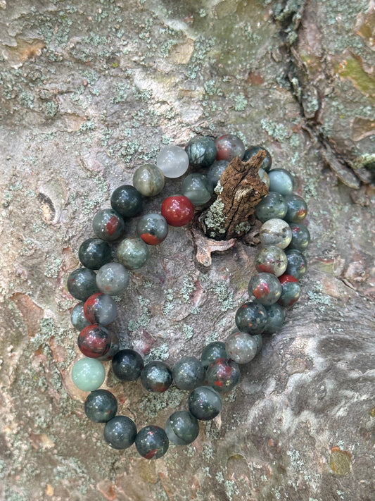 African Bloodstone Crystal Bead Bracelet
