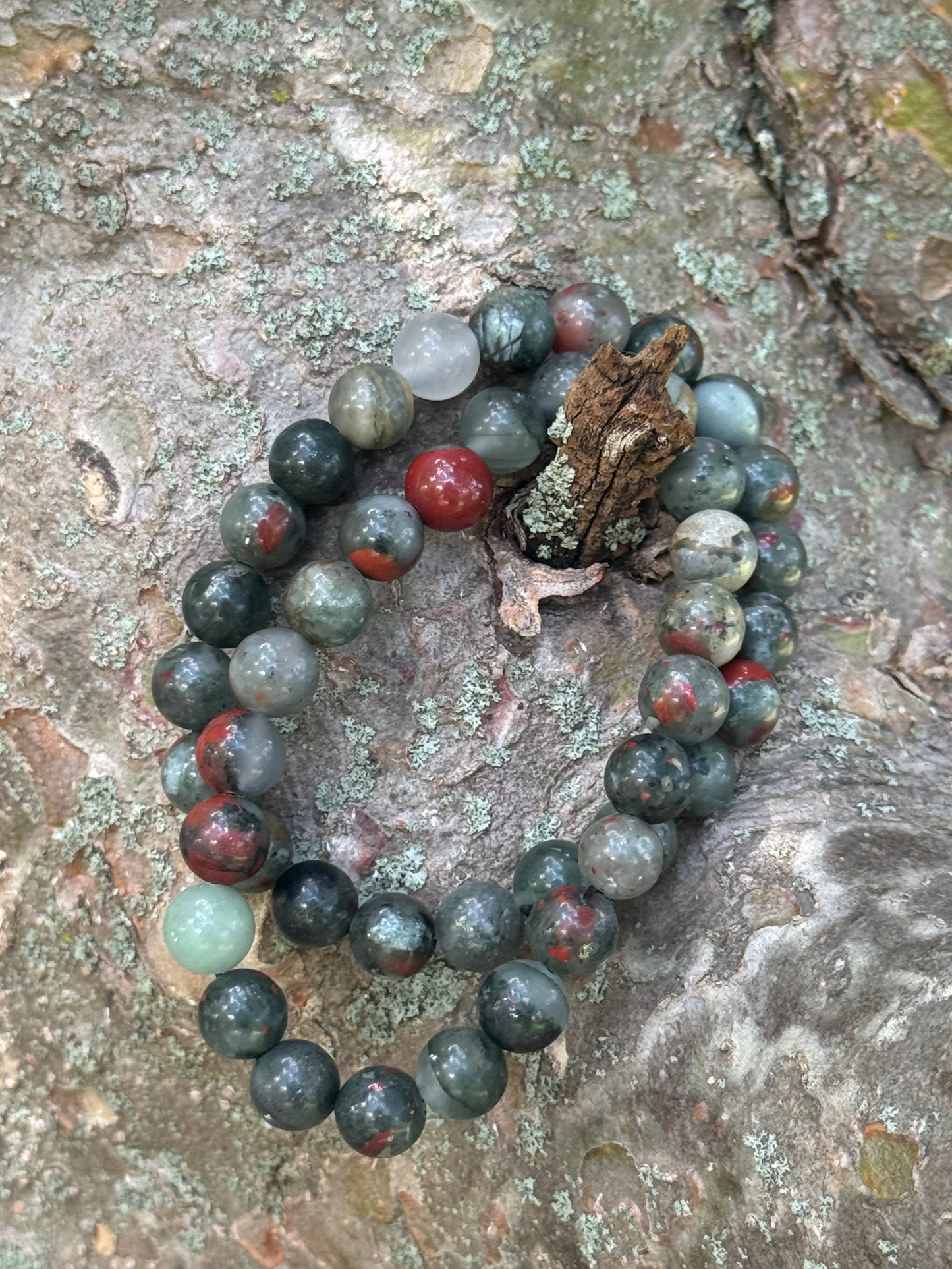 African Bloodstone Crystal Bead Bracelet