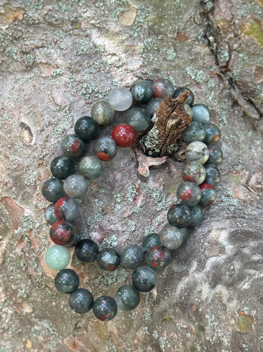 African Bloodstone Crystal Bead Bracelet