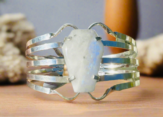 Silver Moonstone Cuff Bracelet